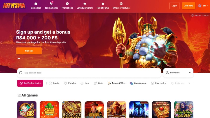 HitNSpin terms page, the lowest ceiling on the list